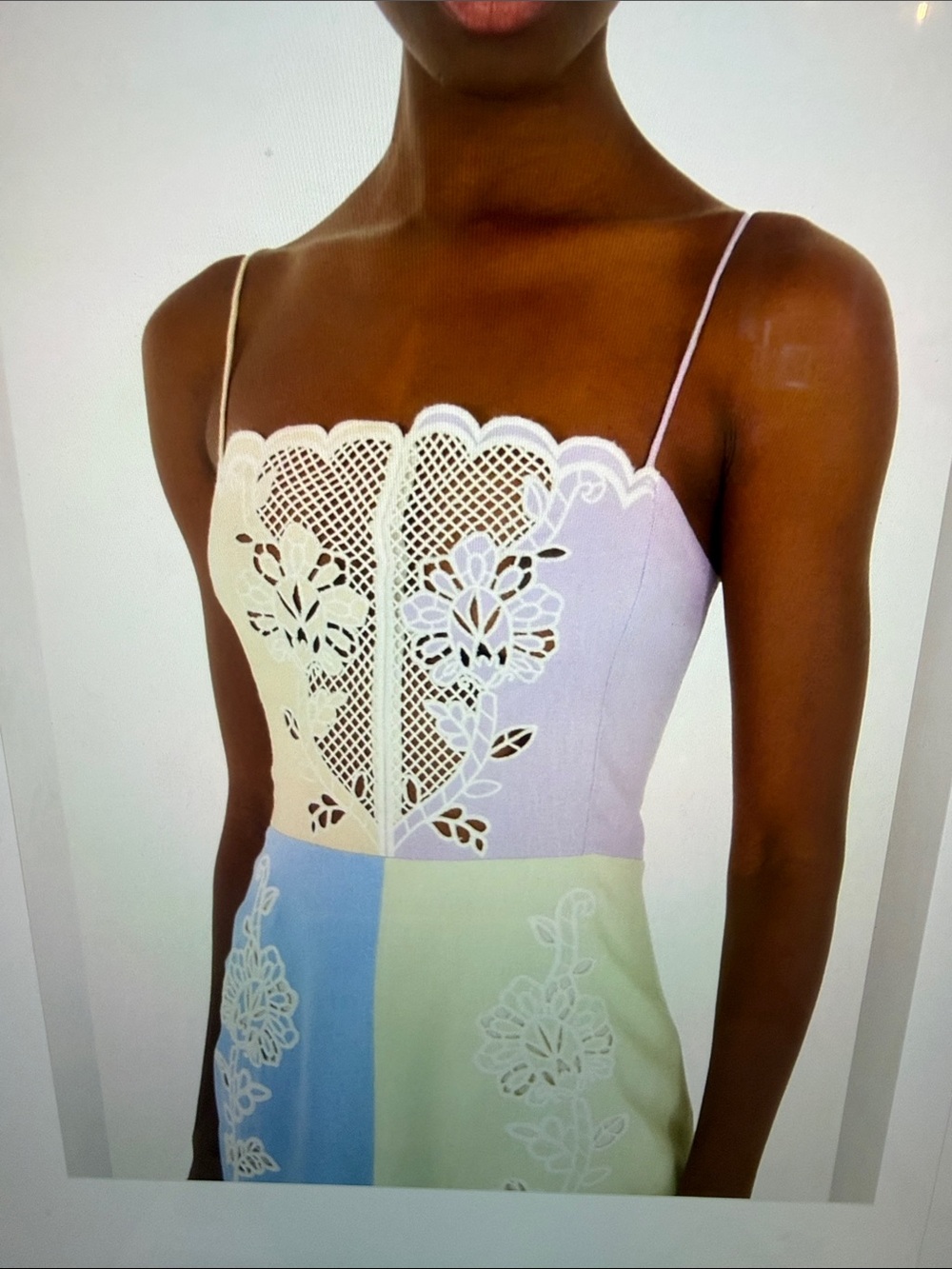 NWT-FARM Rio Colorblock Embroidered midi Sundress - Blue, Lime & Lavender - Picture 6 of 12